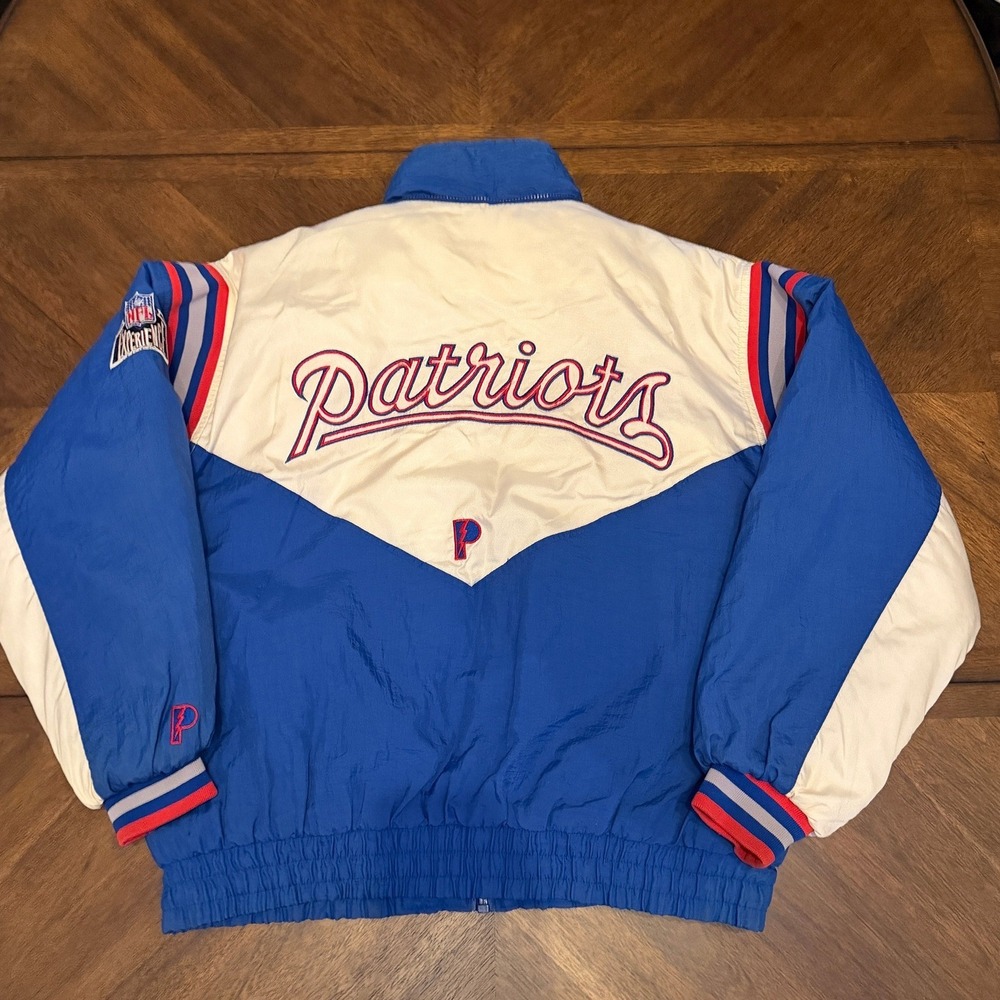 Vintage Pro Layer New England Patriots NFL Windbreaker Jacket XL Blue White